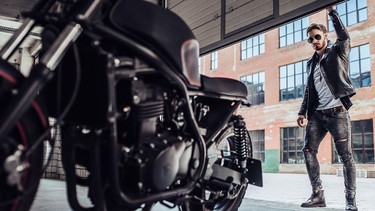 Biker with modern motorcycle