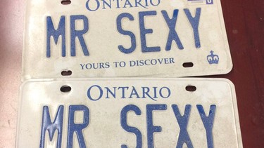 A set of stolen vanity plates that were found attached to a speeding Maserati piloted by a 17-year-old in February 2019.