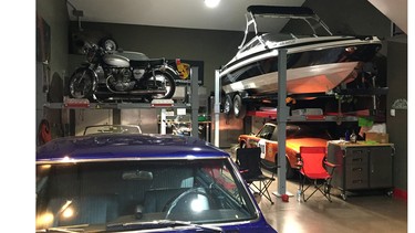 Rick Barnes bought a 1,250 sq. ft. bay at the Stash, a community of luxury garage spaces, in 2016. He added a 500 sq. ft. mezzanine and custom artwork to the walls and has it packed with his mechanical toys.