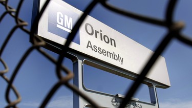 The General Motors Orion Assembly Plant sign is shown April 23, 2009 in Lake Orion, Michigan.