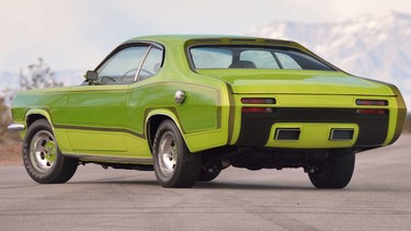 A 1970 Plymouth Duster customized for use in the Rapid Transit Caravan promotional tour