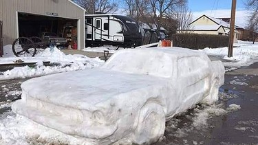 The #SnowPony, a 1967 Mustang replica made by a Nebraska family in March 2019