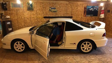 An Acura Integra Type R 'barn find' hidden behind a false wall on a property in Montreal, uncovered 2019.