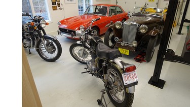 Steve Tayler was looking for MG parts in Sidney, B.C. when he stumbled across this 1963 Ducati. He bought the motorcycle and completely restored it. Behind the Ducati is a 1949 MG TC and his restored 1972 MGB GT.