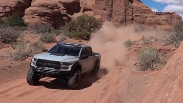 Ken Block takes his latest Hoonigan toy, a souped-up Ford Raptor, out for a spin in the desert.