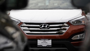 This October 4, 2012, file photo shows a Hyundai Sonata at a Hyundai car dealership in Des Plaines, Ill.