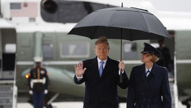 President Donald Trump walks to board Air Force One on April 5, 2019, at Andrews Air Force Base, Md., en route to California.