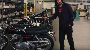 Watch Keanu Reeves show off his motorcycle collection and company