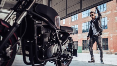 Biker with modern motorcycle