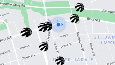 A screenshot of the Uber app in Toronto ahead of the team's championship run late May 2019