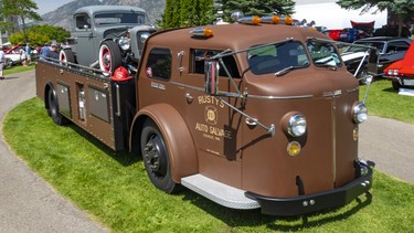 A real crowd pleaser! A firetruck car hauler at the Osoyoos show last weekend.