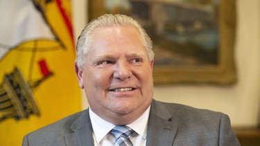 Ontario Premier Doug Ford is pictured during a photo opportunity with New Brunswick Premier Blaine Higgs at the Ontario Legislature in Toronto on Wednesday May 22, 2019.