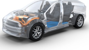 A prototype render of a new BEV platform to be co-developed by Subaru and Toyota