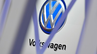 A Volkswagen logo is shown during the 87th Geneva International Motor Show on March 7, 2017 in Geneva, Switzerland.