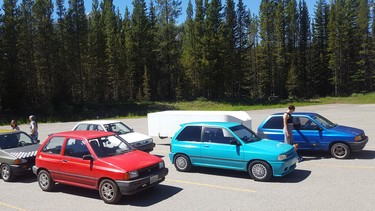 A scene from Westiva 2018, a gathering of econobox cars with the 1992 Ford Festiva and trailer driven by Ryan Prins and family on the right. Westiva is set to run in 2019 on Aug. 24 at Wedge Pond in Kananaskis Country, Alberta.