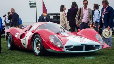 A 1967 Ferrari 412 P Coupe at the Pebble Beach Concours d'Elegance in 2019