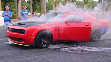 Watch: Ridiculous feud sees Dodge Challenger Demon left to burn