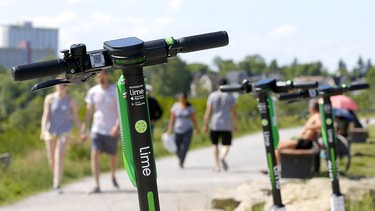 The e-Scooter program is causing some concerns for motorists and pedestrians in Calgary on Monday, July 29, 2019.