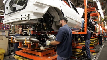 Production of the General Motors' CAMI Automotive facility in Ingersoll, Ontario, is shown in this Thursday, Dec. 21, 2006 file photo.