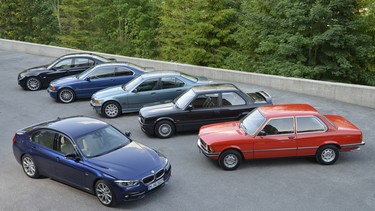 An array of the first six generations of the BMW 3 Series