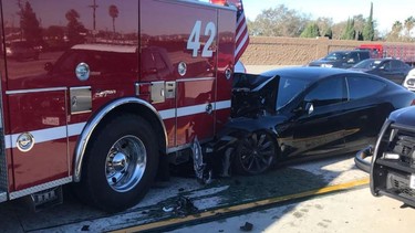 A Tesla crashed into a fire truck near Los Angeles in 2018.