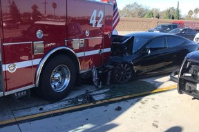 A Tesla crashed into a fire truck near Los Angeles in 2018