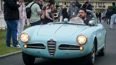A 1958 Alfa Romeo Giulietta Spyder Veloce race car from the Preservation class at the 2019 Pebble Beach concours