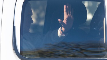 Vice President Mike Pence waves as his motorcade arrives at the Capitol Hill Club on November 10, 2016 in Washington, D.C. United States.