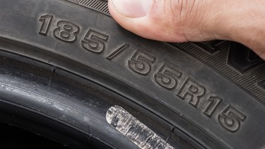 A closeup of a tire's sidewall
