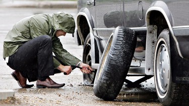 Changing a flat tire