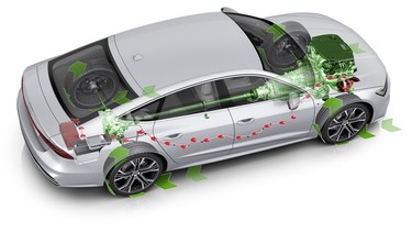 Mild hybrid 48 volt drivetrain - Energy flow during recuperation with engine attached