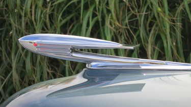 A stylized ornament on a 1939 LaSalle, a brand built by Cadillac