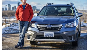 Darren Paget with the 2020 Subaru Outback in Calgary.