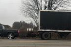 Ontario driver ticketed for towing 53-foot semi-trailer with Chevy Silverado