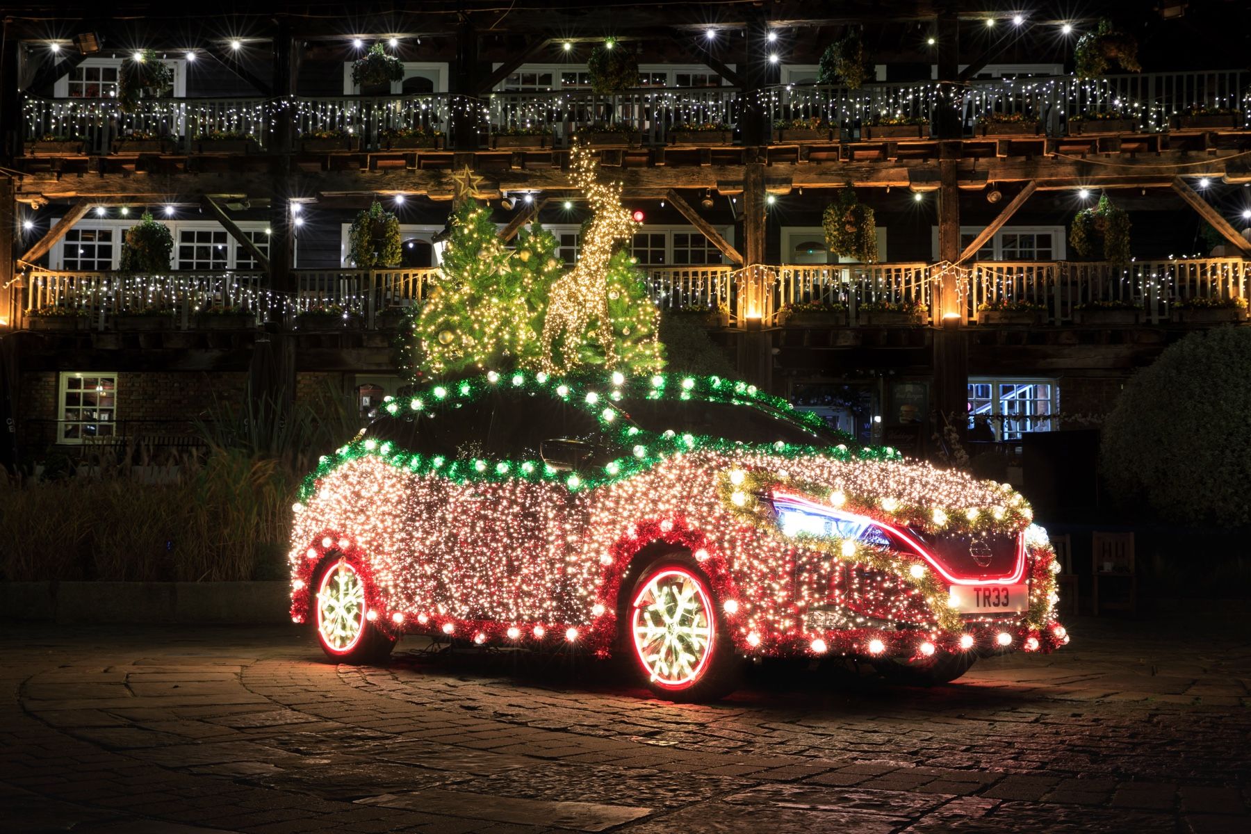 This Nissan Leaf’s festive lights are powered by its own regenerative