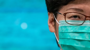 Hong Kong chief executive Carrie Lam speaks during a press conference at the Central Government Complex on January 31, 2020 in Hong Kong, China.