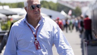 Lawrence Stroll enters the pit area where his son, Williams driver Lance Stroll of Canada, is practicing rounds at the Formula 1 in Montreal on Friday June 8, 2018.