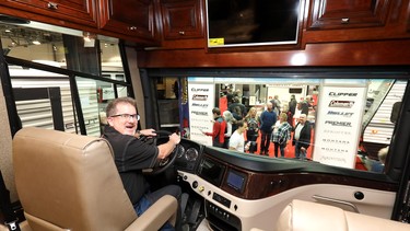 John Perry checks out the 2019 Discovery LXE 40D by Fleetwood at the Woody’s RV World displays during last year's 50th Annual Calgary RV Show & Sale. This year's show takes place Jan. 30 to Feb. 2.