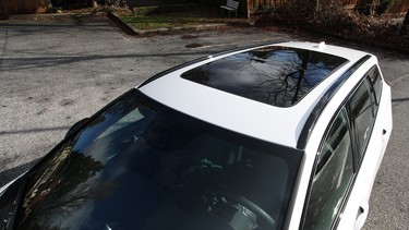 The panoramic sunroof provides great natural light in the dark trimmed cabin.