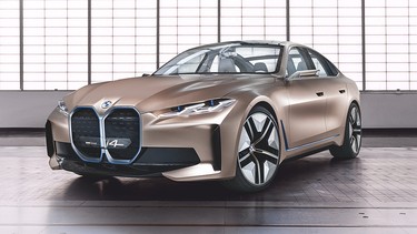 The BMW Concept i4 serves as the base for a production model slated to arrive in 2021 and will be the German automaker's first all-electric model in the premium midsize class.