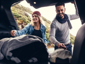 Beautiful couple on a road trip