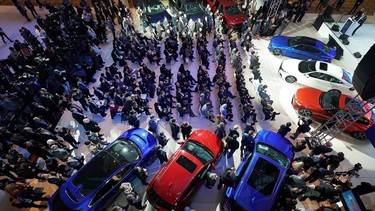 The NAIAS Car of the Year press conference is seen during day one of the 2019 The North American International Auto Show January 14, 2019 at the Cobo Center in Detroit, Michigan. (