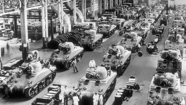Tanks on the assembly line at General Motors