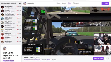 Daniel Morad's Twitch channel for online racing