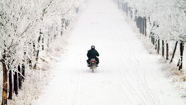Some motorcyclists simply aren't fazed by cold temperatures.