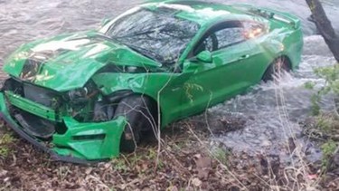 Mustang crashes into creek in BC