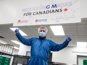 GM Canada president Scott Bell in the Oshawa Operation's mask department.