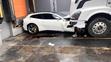 trucker crushes ferrari gtc4lusso