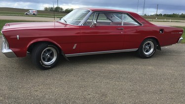 Painted and with new American Racing Torq Thrust wheels fitted with BF Goodrich tires, Keith Mowat’s 1966 Ford Galaxie is back on the road here, but still needs a few finishing touches — such as the installation of the fuel cap door.