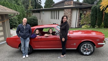 Anton, Sofia, Mercedes and Rebecca Schweighofer with the 1966 Mustang owned and driven regularly by 18-year-old Mercedes.